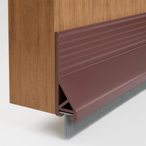 Image of URBANMONK 2-Pack Door Bottom Sealing Strip with Brush | Self Adhesive Door Gap Filler Rubber with | Bottom Sealing Strip Guard | Protector from Cockroach, Insect, Bugs, Air & Dust | Brown
