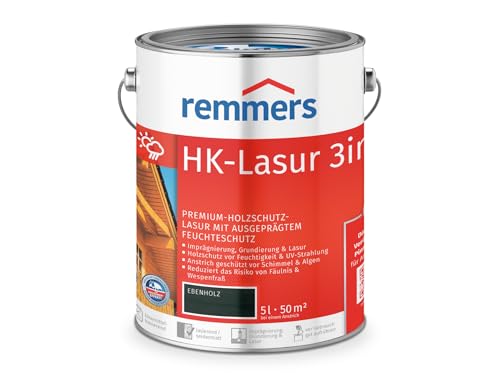 Remmers HK-Lasur 3in1 teak, 5 Liter, Holzlasur aussen, 3facher Holzschutz mit Imprägnierung + Grundierung + Lasur, Feuchtigkeit- und UV-Schutz