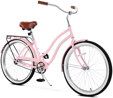 Cyclist Sawyer Beach Cruiser Bike, 26 Inch Adults Bicycle for Women, Single-Speed Coaster Brakewith Rear Basket, Recommended Height 5