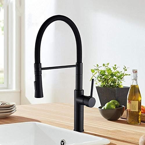 ZQFHSX Matte Black Kitchen Faucet Pull Down Sprayer 360 Rotation Single Lever Mixer Tap
