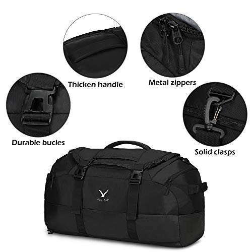 Hynes Eagle 65L Duffel Backpack Bag Gym Bag Travel Backpack, Black