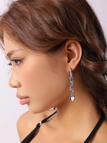 Boucles d'oreilles gothiques punk légères cœur anti-allergie grunge - 2