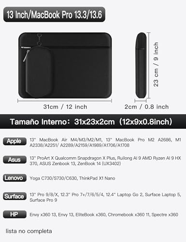 Alfheim 13 Pulgadas Laptop Funda Blandas con Bolso de Accesorios, Ultrabook, Netbook, Impermeable Ligera para Hombres Mujer Compatible con MacBook Air M4 M3 M2 M1/Pro M2 M1 13.3/13.6 2025-2016 - imagen 2