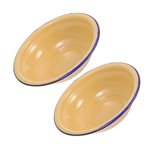 TOPBATHY 2pezzi Bacinelle Smaltate Da Zuppa Resistenti e Spesse Con Arrotolato Ciotole Multiuso Per Casa Scodelle Smalto Facili Da Pulire Adatte Zuppe Piatti Fondi e Frutta