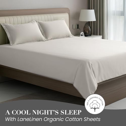 Image of LANE LINEN 400TC Super King Size Bedsheet with 2 Pillow Cases | 100% Cotton 3 Pc Bedding Set (2.74 M x 2.74 M) | Breathable & Wrinkle-Free | Sustainable & Eco Friendly Bedding Set (Tan)