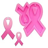 Breast Cancer Awareness Mold Silicone Pink Ribbon Keychain Mold with Hole Breast Cancer Awareness Resin Casting Mold for DIY Necklace Pendant Earrings Crafts