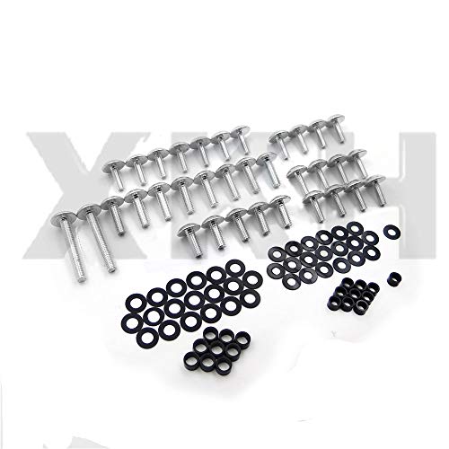 Xkh- Motorcycle Silver Normal Fairing Bolts Compatible With 1999-2007 Suzuki Hayabusa Gsx1300R Gsx-R 1300 [B00Y7C3Mdo] #TOP4