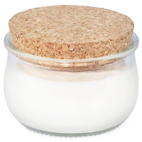 Vasos de Yogur de Cristal con Tapas de Corcho | Pack de 8 | Para Cosméticos, Velas Aromáticas y Manualidades | Reutilizables y Reciclables I 150 ml - Pack de 8