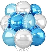 Blue Silver Round Foil Balloons,20Pcs Round Shaped Balloons 18"Helium balloon for Birthday Baby S...