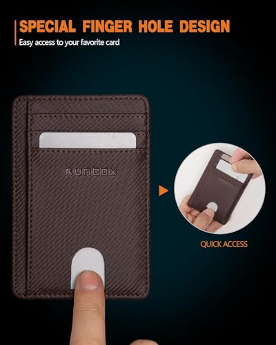 RUNBOX Slim Minimalist Front Pocket RFID Blocking Leather Wallets for Men and Women Card Holder Wallets Gifts for men — view 3
