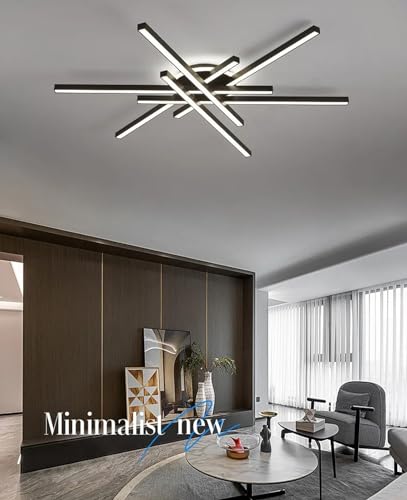 Plafonnier LED dimmable noir moderne avec télécommande pour salon - 2