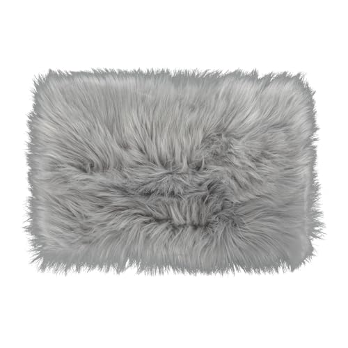 WLLHYF Alfombra blanca de pelo sintético de 20 x 12 pulgadas, ultra suave, alfombra pequeña y esponjosa de lujo para dormitorio, alfombra peluda para sala de estar, decoración del hogar (gris)
