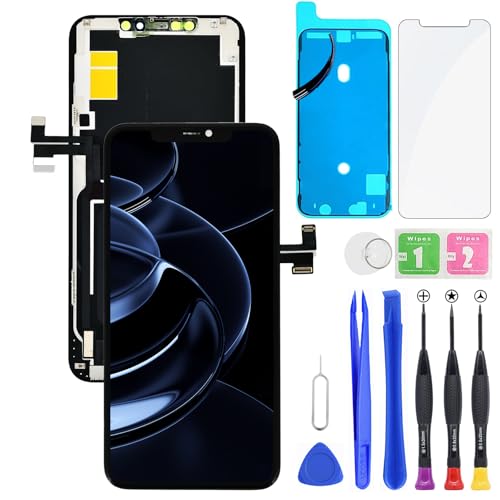 HXAQGP for iPhone 11 Pro Max LCD Display FHD Screen Replacement 3D Touch Digitizer Frame Full Assembly with Repair Tools Kit for 6.5 inch A2218 A2161 A2220+Waterproof Adhesive+Screen Protector