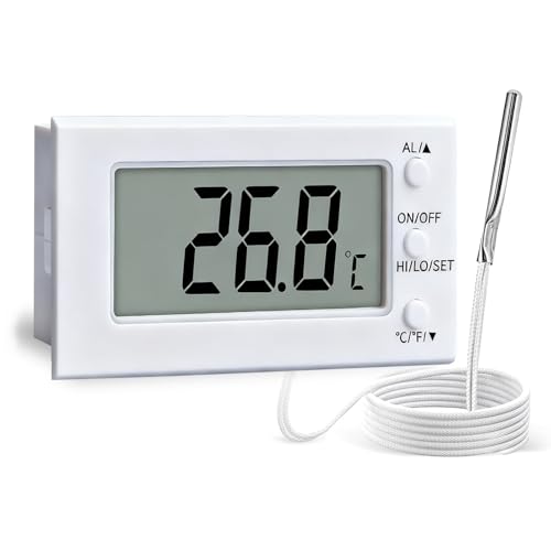 Oven Thermometer Digital for Inside Oven Resistant 300°C, Fast And Convenient Instant Read Food Temperature Probe for Oven, Smoker, BBQ, Oil, Milk, Deep Frying with Timer Alarm (White)