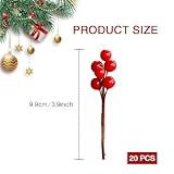 RXXR Red Berry Stems 20pcs Artificial Burgundy Berries Picks Holly Red Berries Branches Christmas Berry Stem Picks for Christmas Tree DIY Crafts Wedding Holiday Season Home Decoration - Image 5