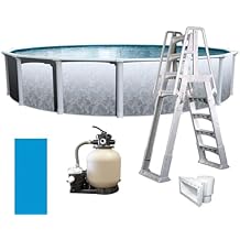 In The Swim 15 Round Above Ground Swimming Pool - Weekender Plus Package - Featuring Sand Filter, Pump System and A-Frame Ladder