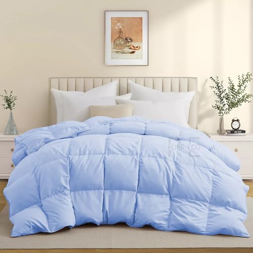 Image of PURE ECO 600 GSM Down Alternative Comforter for Single Size (60 inchX90 inch) - 600 GSM Heavy Winter Comforter /Rajai /Duvet /Blanket Microfiber Super Soft Fluffy for Winter Single Size - Sky Blue Color