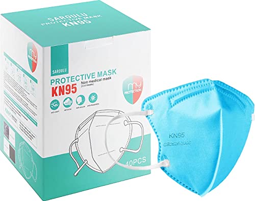 KN95 Face Masks for Kids Individually Wrapped 40 Pack Children's Safety Disposable Face Mask Breathable Protective Face Cover Mask Blue 40