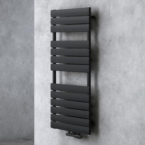 Sogood Radiateur de Salle de Bain Sèche-Serviette 120x60cm Radiateur à Eau Chaude Vertical Gris-Noir Sèche-serviettes de Salle de Bains