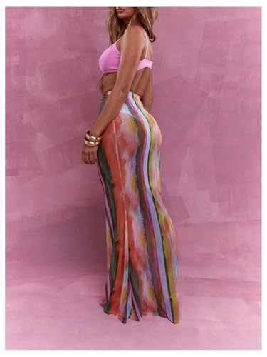 GORGLITTER Women's Y2k Cheetah Mesh Maxi Skirt Leopard Animal Print Tropical Bodycon Long Skirts2