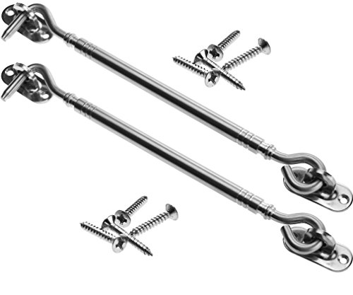 Micro Trader Stainless Steel Cabin Hook and Eye Shed Gate Door Latch, Silver