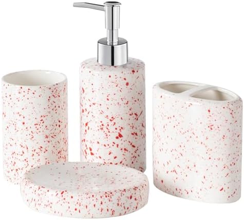 Red Bathroom Accessories Set