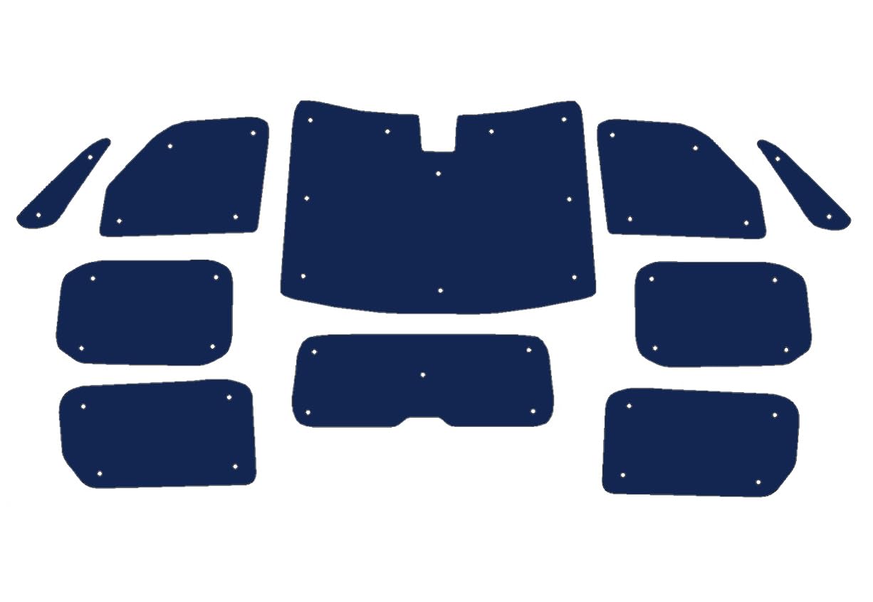 Fensterrollo-Set Kombatibel Mit VW T7 Transporter (2023-Date)(Komplettset LWB + Heckklappe) Rückenfarbe in Schwarz, Reversibel und Thermisch