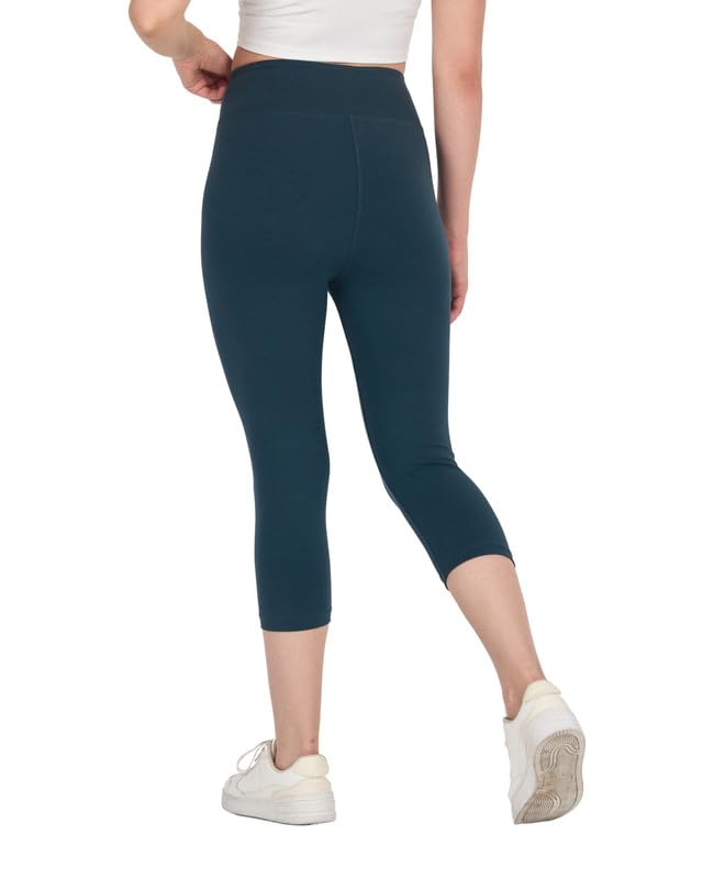 COMEOR Leggings Damen 3/4 Atmungsaktiver Baumwolle - High Waist Caprihose, Kurze Sport Leggins, Radlerhose Elastische Blickdicht Yogahose Sporthose