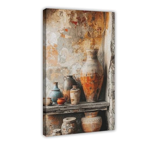 Impression sur toile de terre cuite toscane - Décoration murale salon 20x30 cm