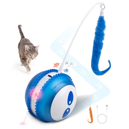 Pet Prime Interactive Cat Toy Motion Activated Cat Laser Toy Automatic Self Moving Ball with Bird Chirping
