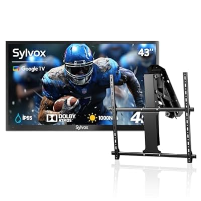 SYLVOX 43" Outdoor TV, Waterproof Smart TV, 4K, HDR10, Weatherproof, 1000 nits, Voice Assistant Remote - 2024 Deck Pro 2.0 with Motorized Ceiling Mount