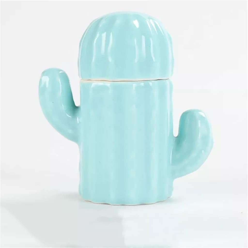 Cactus Ceramic Toothpick Holder Multifunctional Covered Cotton Swab Box Living Room Storage Box (Color : D, Size : 9.7x10.5cm)