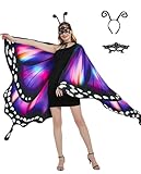 SunnyLisa Halloween/Party Costumes Butterfly Wings Shawl,Double-Sided 2 Layer Butterfly Cape Women Costume Accessory Purple