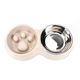 Rutschfest – die Unterseite dieses langsamen Futterspenders hat 4 Anti-Rutsch-Matten, damit sich der Futternapf nicht bewegt, Ihr Zimmer wird nicht in einem Chaos sein.