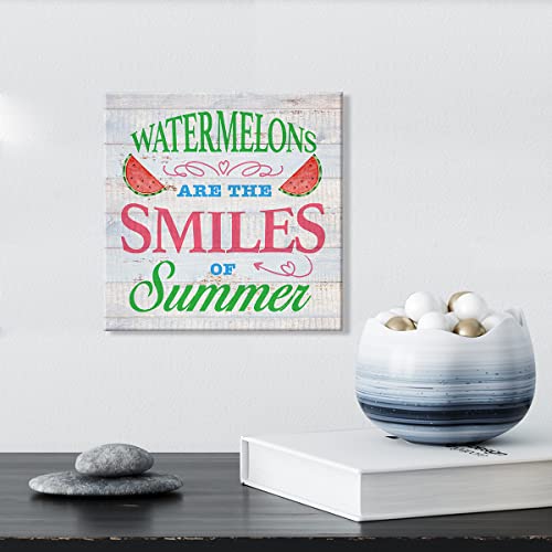 Lameila Summer Sign Wall Art Prints Canvas Painting Watermelons Are The Smiles Of Summer Print Country Home Kitchen Decor 8" X 8" #TOP2