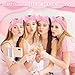Wavyknot 25 Pcs Pink Spa Headband Bulk Pink Makeup Headbands for Washing Face Cute Bow Hairbands Soft Coral Fleece Hairbands for Women Face Skin Care Makeup Spa Gift Shower Yoga