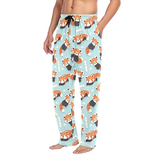 Men's Cute Red Panda Cotton Pajama Pants - Soft Lounge Sleepwear for Home, Breathable & Comfortable Separates（497）4