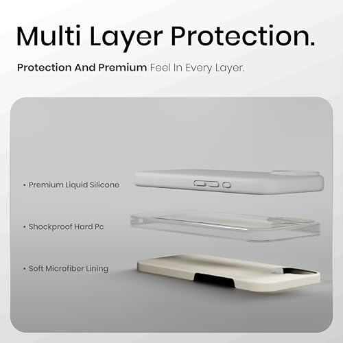 Image of CASEGEAR Silicone Snap Fit Back Cover Case Compatible with iPhone 17 | 8 Feet Drop Protection | Compatible with MagSafe | 360 Protection | Shockproof & Scratch Resistant | Stone