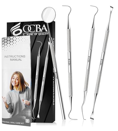 OCBA Zahnarzt Instrumente Zahnpflege Set 4Pcs Dental Kit Edelstahl Zähne Kit Professionelle Zahnsonde Zahnhygiene Tools Mundspiegel Zahnstein Schaber