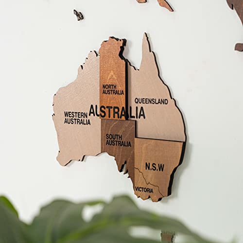 Image of Woodsify 3D Wooden World Map Wall Decor, Large Standard Colorful World Map Wall Decor Wooden for Office Wall Decoration Items, Corporate Gift, Travel World Map Diwali Gift (STANDARD, L - 59 inch*35 inch)