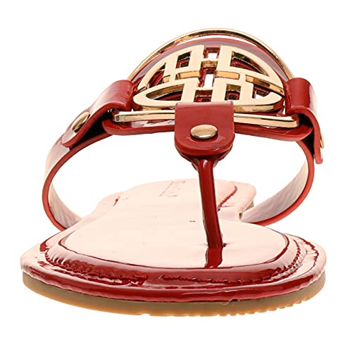 Image of Pierre Dumas Women's Medallion Vegan Slide Thong Flip Flop Flat Sandal
