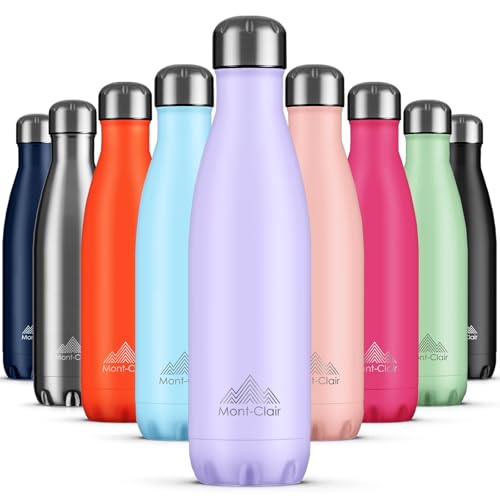 Image of Mont-Clair Stainless Steel Water Bottle, Vacuum insulated - BPA Free, 12h Hot & 24h Cold Drinks, Metal Water Bottle 34 oz Leakproof, Ideal for Adult, Kids, Running - Lilac