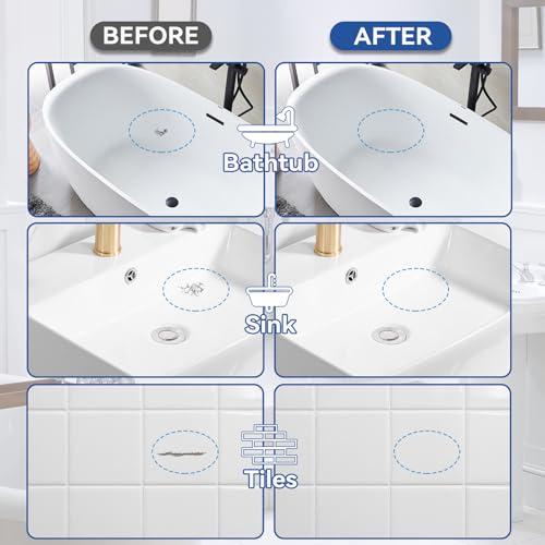 Tub and Tile Paint, White Touch Up Pen for Countertop, Bathtub, Porcelain Paint for Any Scratches Spots on Tiles, Sinks, Enamel, Toilets, 1.5 Fl Oz