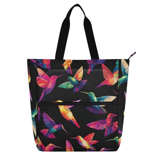 Bolsa de la compra y escuela con estampado de colibrí de estilo bohemio chic