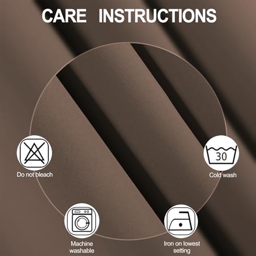 Image of LEMOMO Blackout Curtains 66 x 54 Inch Long Chocolate Curtains Set of 2 Panels Room Darkening Curtains for Bedroom and Living Room