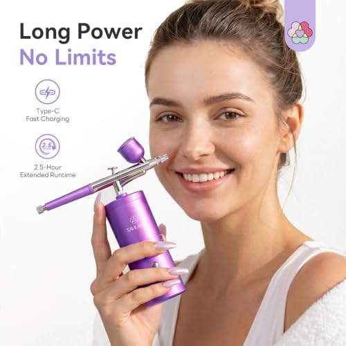 Image of SAVILAND Airbrush for Nails: Salon Perfect Results Airbrush Kit Dual Mode High Air Pressure Rechargeable Nail Airbrush Machine for Ombre Nail Aura Nail Art Non Clogging Salon Travel Use