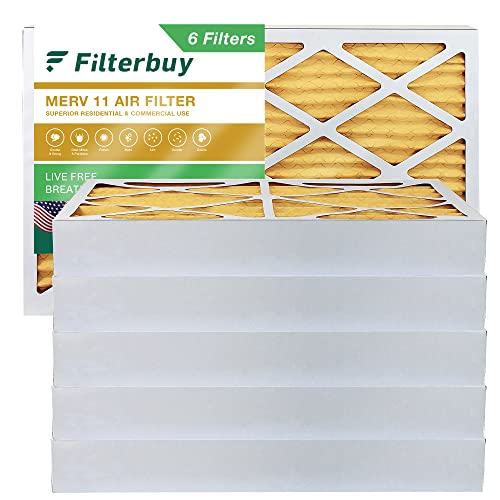 Filterbuy 20x30x4 Air Filter MERV 11 Allergen Defense (6-Pack), Pleated HVAC AC Furnace Air Filters Replacement (Actual Size: 19.50 x 29.50 x 3.63 Inches)