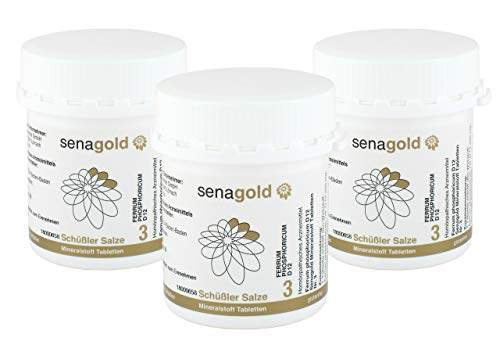 Senagold Schüssler Salze Nr. 3 Ferrum phosphoricum D12 3x400 Tabletten Das Salz des Immunsystems - gluten- & alkoholfrei hergestellt nach Homöopathischem Arzneibuch in Deutschland