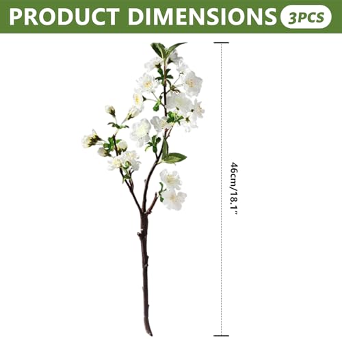 Branches de fleurs cerisier artificielles blanches au design epure
