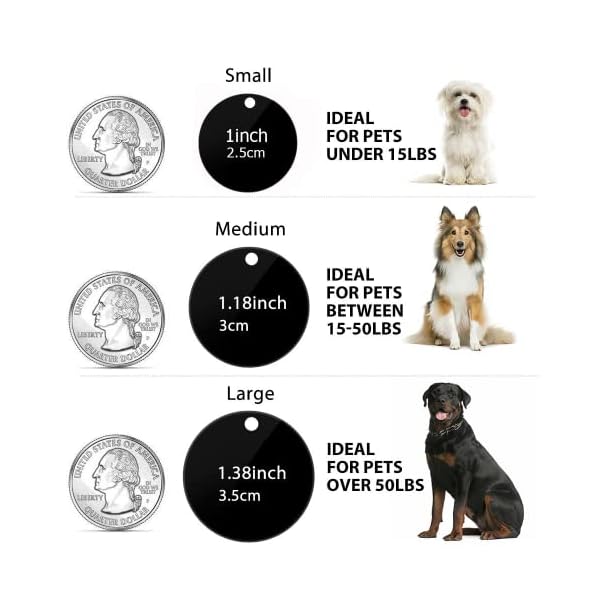 Customized Dog Name Tags, Personalized Cat Tags, Round Custom Stainless Steel Dog Tags, Deep Engraved on Both Sides for Pets, Laser Engraving Dog Collar Tag Customized Dog Name Tags, Personalized Cat Tags, Round Custom Stainless Steel Dog Tags, Deep Engraved on Both Sides for Pets, Laser Engraving Dog Collar Tag